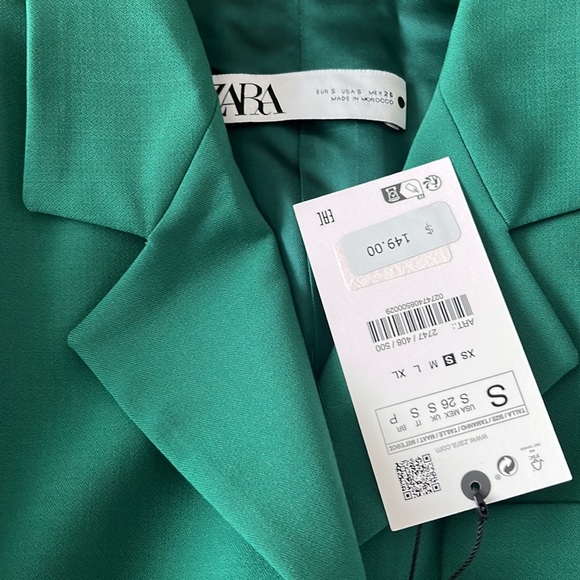 Zara Wool Blend Straight Cut Green Blazer 3 Button - Picture 11 of 15